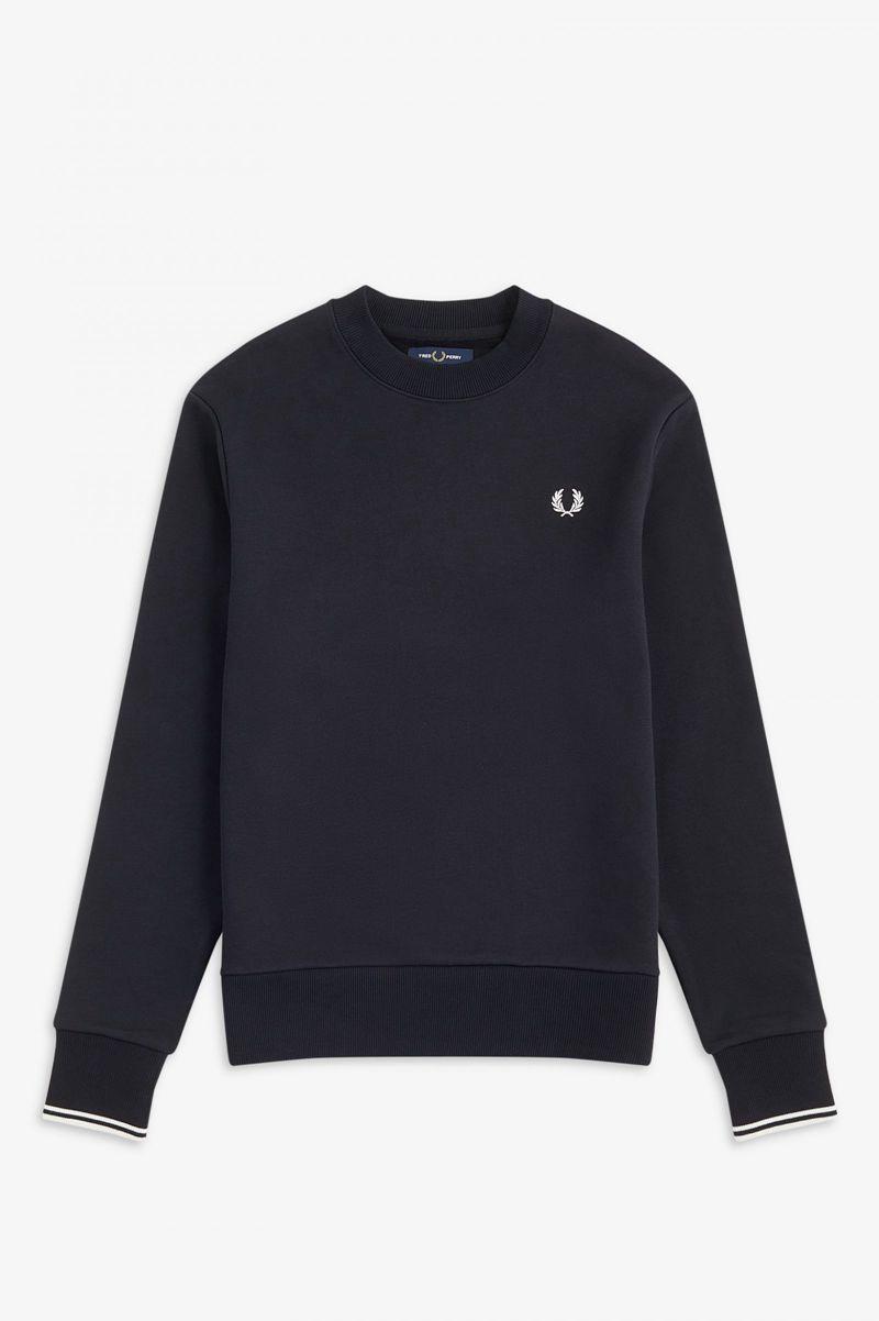 Black Fred Perry Crew Neck Men's Sweatshirts | PH 1570YXFU